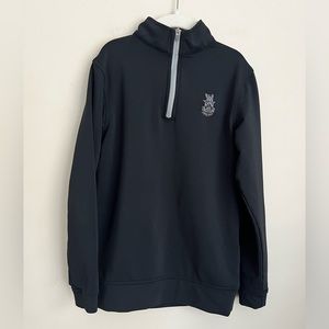 Peter Millar boys Stretch Terry Quarter Zip Popover crest carpe diem S 7-8